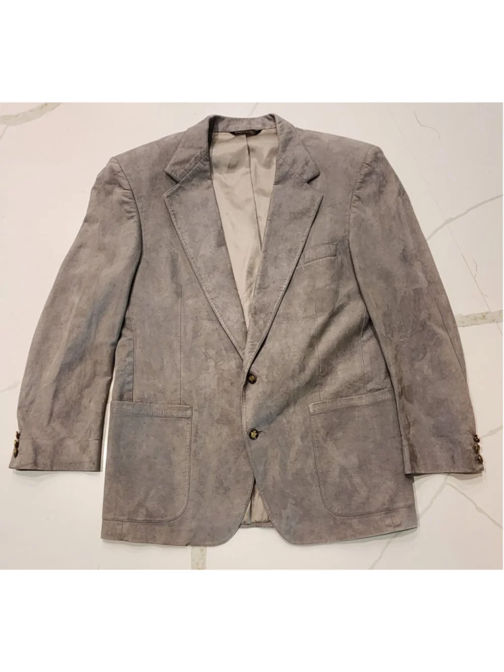 St. Simons Clothing Men's Gray Suede Blazer Sport Coat Made in USA 46R Vintage